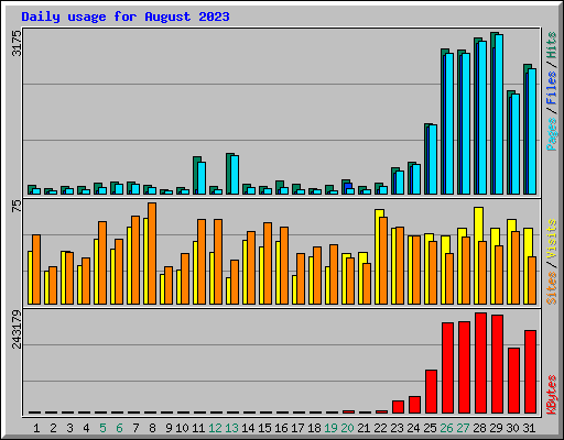 Daily usage for August 2023