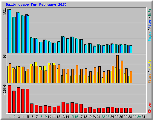 Daily usage for February 2025
