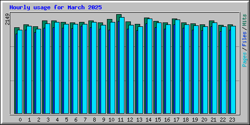 Hourly usage for March 2025