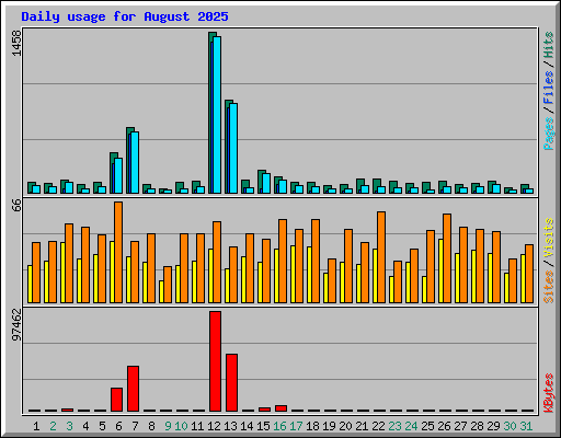 Daily usage for August 2025